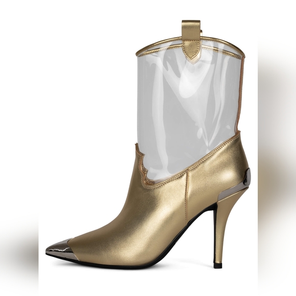 Jeffrey Campbell Shoes - Jeffrey Campbell Gold and clear boots size 7 NWOB
